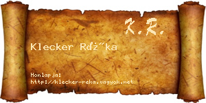 Klecker Réka névjegykártya
